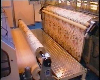 Nowo polyester machine connected to TEC multineedle quilter